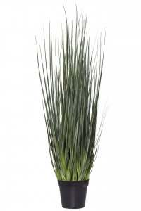 Kunstgras Kunstpflanze ERBA Dunkelgrün in schwarzem Topf-0