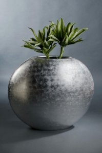 Fiberglas-Blumenkübel Ovale silber-hochglanz
